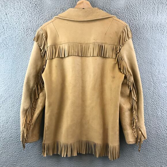 Vintage Genuine Buckskin 1970’s Rugged Fringe Buckskin Jacket M - Picture 2 of 11